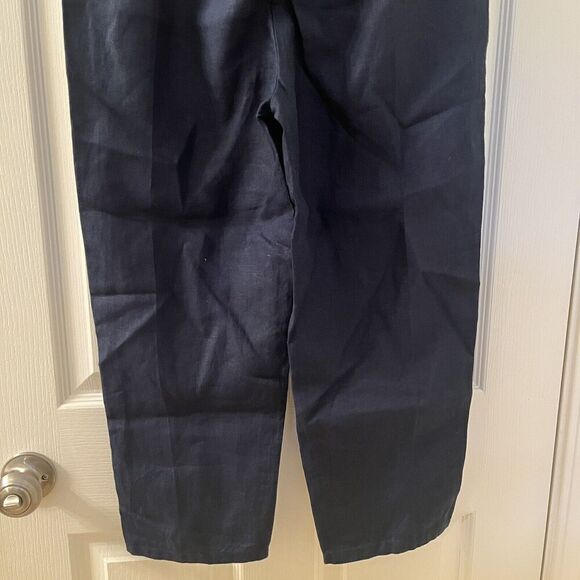 J. Jill Love Linen Cropped Pants Pockets Elastic Waist Navy Blue Womens XS NWT - Picture 10 of 10